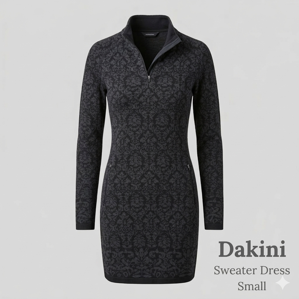 Dakini Knit Quarter-Zip Sweater Dress Small
